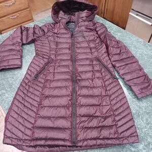 Calvin Klein Sz S Premium Down Packable Hooded Puffer Coat Long Full Zip -8°F